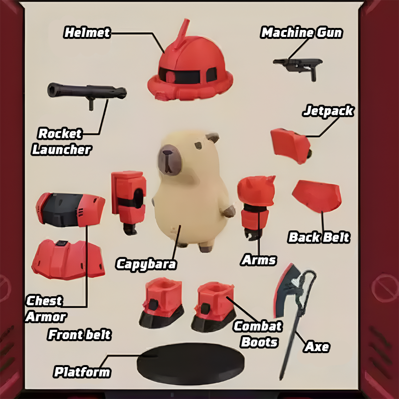 3D Printing Capybara Zagu Magnetic Equipment Toy Set